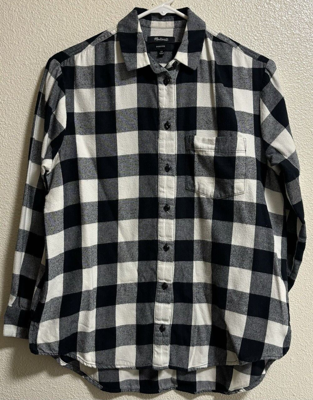 Oversized Buffalo Plaid Flannel Button Up Western Chore Barn Women’s Size XS